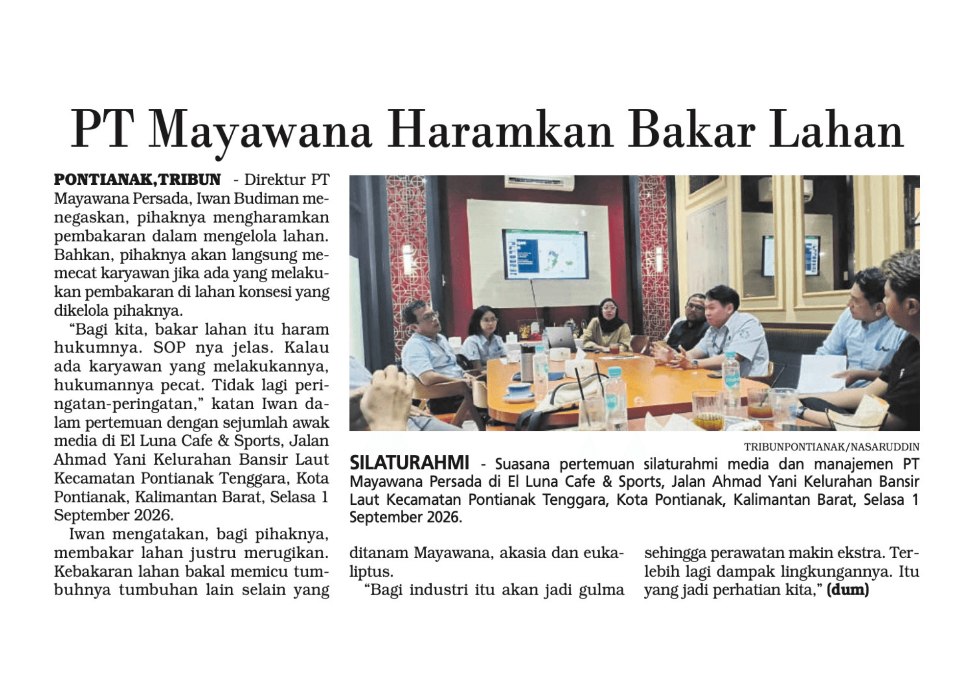 Artikel Tribun Mayawana Karhutla